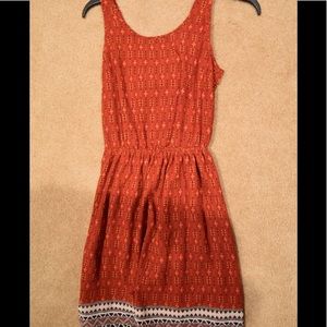 Red dress, elastic band around the waist